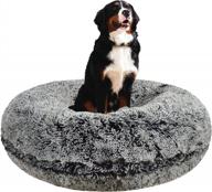 плюшевая кровать для собаки bessie and barnie из искусственного меха - водонепроницаемая подкладка и моющийся чехол - круглая успокаивающая кровать для собаки разных размеров и цветов логотип