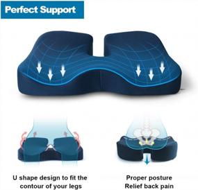 img 2 attached to Ergonomic Memory Foam Seat Cushion For Office Chair, Car, Wheelchair And Floor Sitting – Relieves Hip, Lower Back, Sciatica And Tailbone Pain – Mkicesky'S Coccyx Cushion Pad