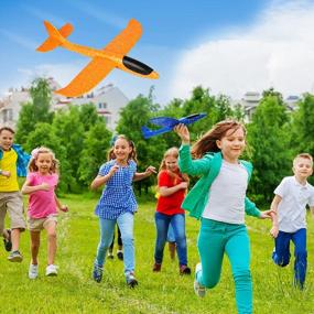 img 3 attached to ✈️ 2 Pack Large Foam Airplanes – 17.3" Throwing Foam Glider Plane, 2 Flight Modes – Fun Styrofoam Toys for Boys and Girls, Ages 3-12 Years