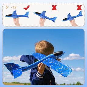 img 1 attached to ✈️ 2 Pack Large Foam Airplanes – 17.3" Throwing Foam Glider Plane, 2 Flight Modes – Fun Styrofoam Toys for Boys and Girls, Ages 3-12 Years