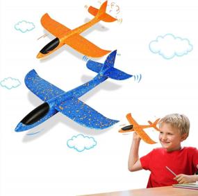 img 4 attached to ✈️ 2 Pack Large Foam Airplanes – 17.3" Throwing Foam Glider Plane, 2 Flight Modes – Fun Styrofoam Toys for Boys and Girls, Ages 3-12 Years