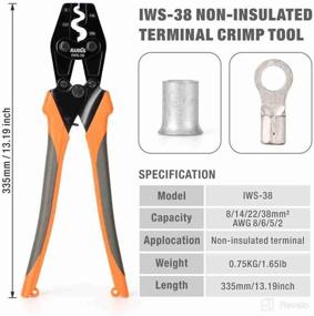 img 3 attached to 🔧 IWISS Crimper for Non-Insulated Terminals, Butt/Splice/Open/Plug Connectors - Works for AWG 8-2 - Ideal for Auto Electrical, Marine, Motorcycle Wiring Repairs, Loom Assembly