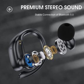 img 2 attached to MuGo Bluetooth 5.0 Wireless Earbud With Noise Cancelling For Sports, HD Stereo, IP7 Waterproof, Touch Control, Mic, Type C, 40H Playtime, Perfect For Running And Work