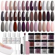 azurebeauty 31-in-1 fall winter dip powder nail starter kit, brown nude pink grey acrylic dipping powder 20 light/dark trend colors 2022 upgraded professional set with recycling tray system & liquid top/base coat activator for french nail art manicure diy salon logo