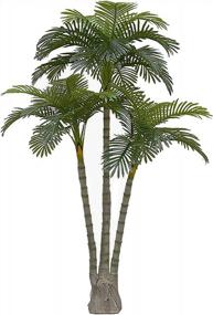 img 4 attached to Real Touch Artificial Palm Tree With UV Protection - 6.3 Feet Tall, Standable Triple Trunk Design, Superb Quality - Perfect For Your Home Or Office Decor, In Beautiful Green AMERIQUE
