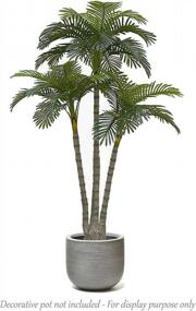 img 2 attached to Real Touch Artificial Palm Tree With UV Protection - 6.3 Feet Tall, Standable Triple Trunk Design, Superb Quality - Perfect For Your Home Or Office Decor, In Beautiful Green AMERIQUE