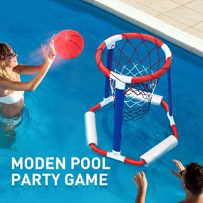 img 3 attached to EagleStone Pool Basketball Game Toys For Swimming Pool, Floating Basketball Hoop Includes Hoop, 2 Pool Balls And Pump, Inflatable Basketball Hoop Water Basketball Game Pool Toys For Kids And Adults