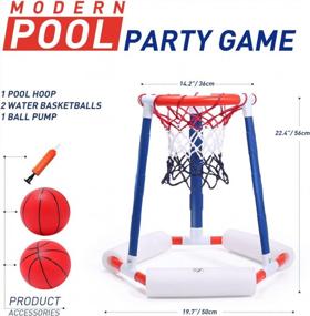 img 1 attached to EagleStone Pool Basketball Game Toys для бассейна, плавающее баскетбольное кольцо включает в себя обруч, 2 бильярдных шара и насос, надувное баскетбольное кольцо, водные баскетбольные игры в бассейне, игрушки для детей и взрослых