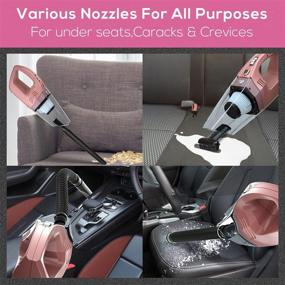 img 1 attached to Convenient Car Vacuum Cleaner - Powerful 150W/7500Pa, 12V Handheld Device for Auto Cleaning, Rose Gold, with Accessory Kit