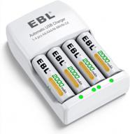 ebl aa rechargeable batteries 4 pack + individual cell 🔌 916 battery charger - combo deal for rechargeable aa/aaa ni-mh/ni-cd batteries logo