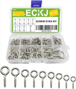 img 4 attached to 191Pcs Nickel Plated Metal Eye Shape Screws - 9 Sizes, Self Tapping, Silver Color | ECKJ