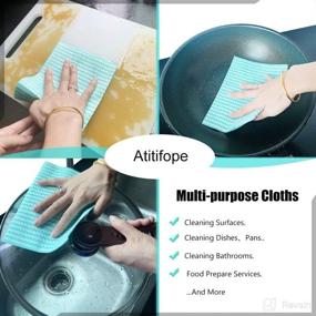 img 2 attached to 🧼 Atitifope Heavy Duty Reusable Cleaning Cloths 100 Count Food Service Wipes Dishcloths Multi-purpose Towels(2Boxes)