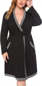 img 3 attached to Comfortable & Chic: Cotton Kimono Robes For Plus Size Women - Knee-Length Sleep & Lounge Wear