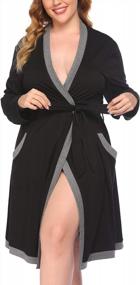 img 2 attached to Comfortable & Chic: Cotton Kimono Robes For Plus Size Women - Knee-Length Sleep & Lounge Wear