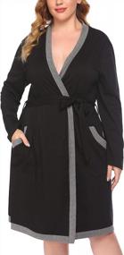 img 4 attached to Comfortable & Chic: Cotton Kimono Robes For Plus Size Women - Knee-Length Sleep & Lounge Wear