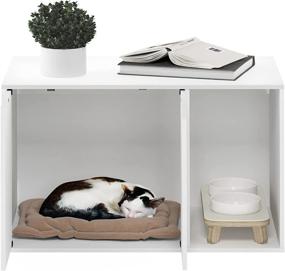 img 1 attached to 🐱 Furinno Peli Litter Box Enclosure: Sleek Solid White Design for Ultimate Cat Privacy