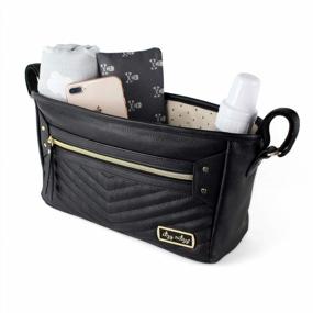 img 1 attached to Adjustable Stroller Organizer With Two Built-In Pockets, Front Zippered Pocket & Adjustable Straps, Fits Nearly Any Stroller, Black With Gold Hardware By Itzy Ritzy