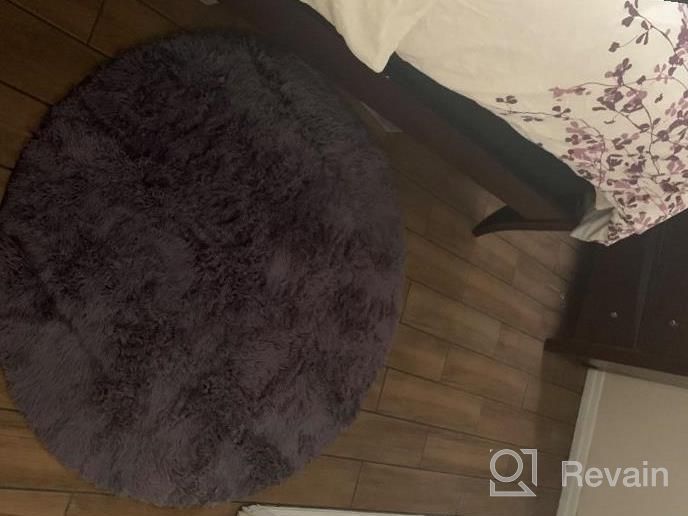 img 1 attached to Super Soft Purple Shaggy Carpet For Children'S Living Rooms And Bedrooms - 4X4 Feet Fluffy Circle Rug From LOCHAS, Perfect For Girls Rooms And Nurseries review by Chris Ryokan