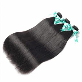 img 2 attached to ALLRUN Straight Hair Bundles With Frontal 13×4 Brazilian Straight Human Hair 3 Bundles With Ear To Ear Lace Frontal Unprocessed Virgin Hair Natural Black Color(16 18 20+14Lace Frontal)