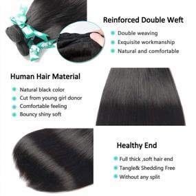 img 1 attached to ALLRUN Straight Hair Bundles With Frontal 13×4 Brazilian Straight Human Hair 3 Bundles With Ear To Ear Lace Frontal Unprocessed Virgin Hair Natural Black Color(16 18 20+14Lace Frontal)