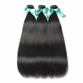 img 3 attached to ALLRUN Straight Hair Bundles With Frontal 13×4 Brazilian Straight Human Hair 3 Bundles With Ear To Ear Lace Frontal Unprocessed Virgin Hair Natural Black Color(16 18 20+14Lace Frontal)