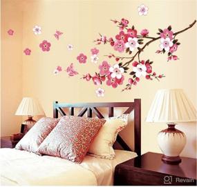 img 1 attached to 🌸 SWORNA Nature Series Branch Pink Flowers & Butterfly Vinyl Wall Art Decor Stickers - Perfect for Bedroom, Hallway, Living Room, Kids Nursery & More! (29.5’’H X 65’’W, Brown & Pink, X-L)
