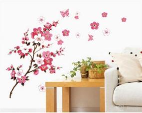 img 3 attached to 🌸 SWORNA Nature Series Branch Pink Flowers & Butterfly Vinyl Wall Art Decor Stickers - Perfect for Bedroom, Hallway, Living Room, Kids Nursery & More! (29.5’’H X 65’’W, Brown & Pink, X-L)
