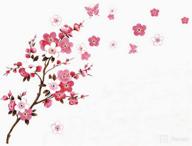 🌸 sworna nature series branch pink flowers & butterfly vinyl wall art decor stickers - perfect for bedroom, hallway, living room, kids nursery & more! (29.5’’h x 65’’w, brown & pink, x-l) logo