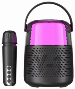 img 4 attached to 🔊 Y-1 Portable Speaker: Bluetooth 5.0, Hi-Fi Sound Quality, Wireless Microphone, Karaoke - Black