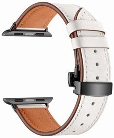 img 4 attached to Leather Calfskin Strap for Apple Watch 42/44/45 mm ANNET MANCINI LWA-05-44-WH White