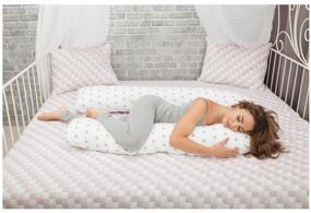 img 3 attached to 🌙 U-Shaped Holofiber Body Pillow for Pregnant Women: White with Gray Stars + Comfy Cotton Pillowcase