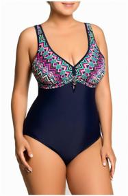 img 3 attached to Women's one-piece swimsuit LS 99-471, blue purple turquoise, size 50