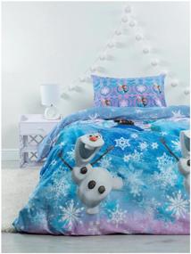 img 4 attached to Bed linen Fidget Frozen Sisters and Olaf, poplin, 1.5-bed, blue / white
