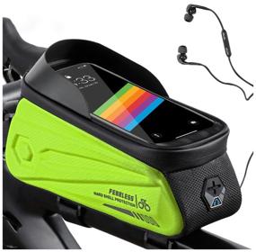 img 2 attached to West Biking Bicycle Waterproof Frame Mount Phone Bag with 7" Touchscreen Access Bright Green