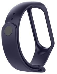 img 2 attached to 🔵 Dark Blue Silicone Sport Strap for Xiaomi Mi Band 3/4