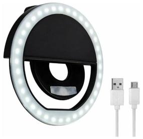 img 3 attached to Selfie ring flash, lamp for mobile photo / video shooting Selfie Ring Light (Black)