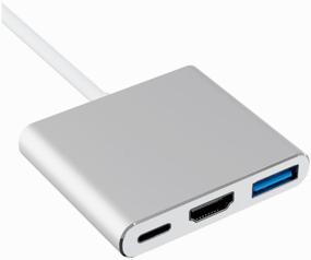 img 3 attached to Type-C hub for Macbook, GSMIN Cray adapter 3 in 1 (USB 3.1 Type-C, USB 3.0, HDMI), Silver