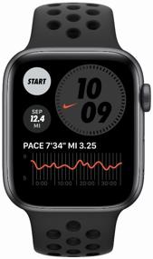 img 4 attached to Apple Watch Series 6 44mm Aluminum Case RU Smart Watch: Gray Space/Anthracite/Black Nike Sport Band - A Perfect Combination of Style and Functionality