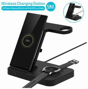 img 4 attached to Wireless charging station 5 in 1 iForce 1010 (iPhone Apple Watch usb AirPods iPhone Samsung Galaxy Watch(Gear)), black