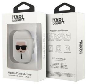 img 2 attached to Karl Lagerfeld Silicone Case with Ring for Airpods, white