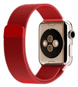 img 4 attached to Metal strap compatible with Apple Watch Series 1, 2, 3, 4, 5, 6, SE, Milanese loop, 38/40mm, red