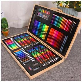 img 3 attached to Artistic painting set "Creativity set" for young artist, 220 pieces in a wooden case, drawing set for children