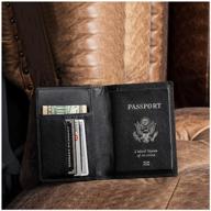 🛂 black polyurethane passport cover with money and bank card pockets - stylish document purse for travelers логотип