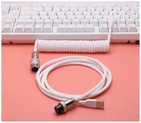 img 2 attached to Spiral cable VOROTEX with GX16 Aviator connector for gaming keyboard, white/nickel