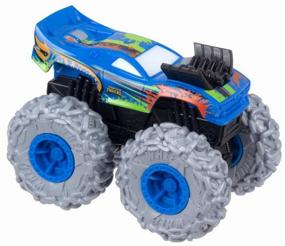 img 4 attached to Hot Wheels Car Monster Truck Twisted Tredz GVK37 1:43, Roger Dodger/Blue