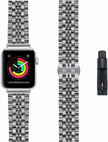 img 2 attached to 🔗 Silver Lyambda Stainless Steel Strap Castor for Apple Watch 42/44mm