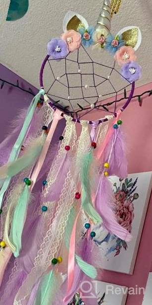 img 1 attached to QtGirl Unicorn Dream Catcher Feather Wall Decor: Vibrant Flower Dream Catcher for Girls Bedroom – Stunning Flower Wall Hanging Decoration review by Vincent Hurst