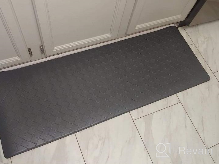 img 1 attached to 17”X47” Black Kitchen Mat - Comfort Padded Anti Fatigue Floor Mats, Waterproof Sink Runner Rug For Standing. review by Jennifer Faiva