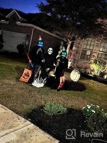 img 5 attached to Детский костюм мрачного жнеца на Хэллоуин со светящейся в темноте косой, маской черепа и перчаткой