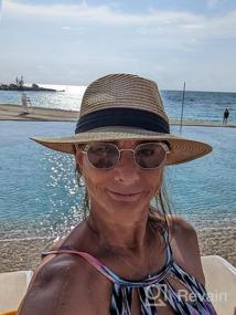 img 5 attached to Женская соломенная шляпа-панама от солнца с широкими полями Fedora UPF50+, летняя пляжная кепка